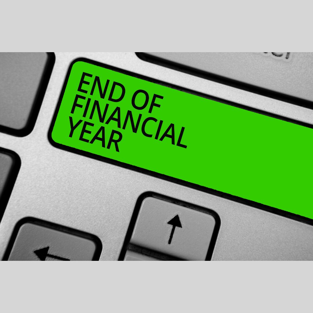 Keyboard with words: End of Financial Year